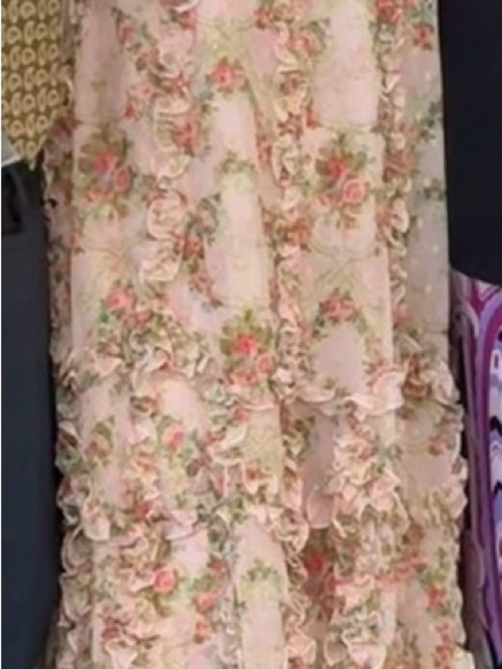 Sleeveless Pink Floral Ruffle Maxi Dress - Picture 4 of 9